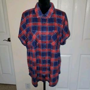 NINEXIS Womens Short Sleeve Collared Button Down